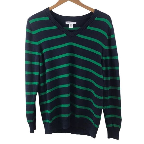 Amazon Essentials navy with‎ green stripes sweater size XL - Picture 1 of 9